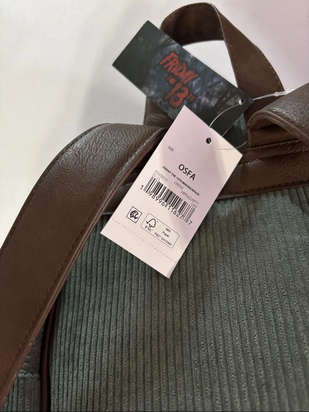 N/A green corduroy